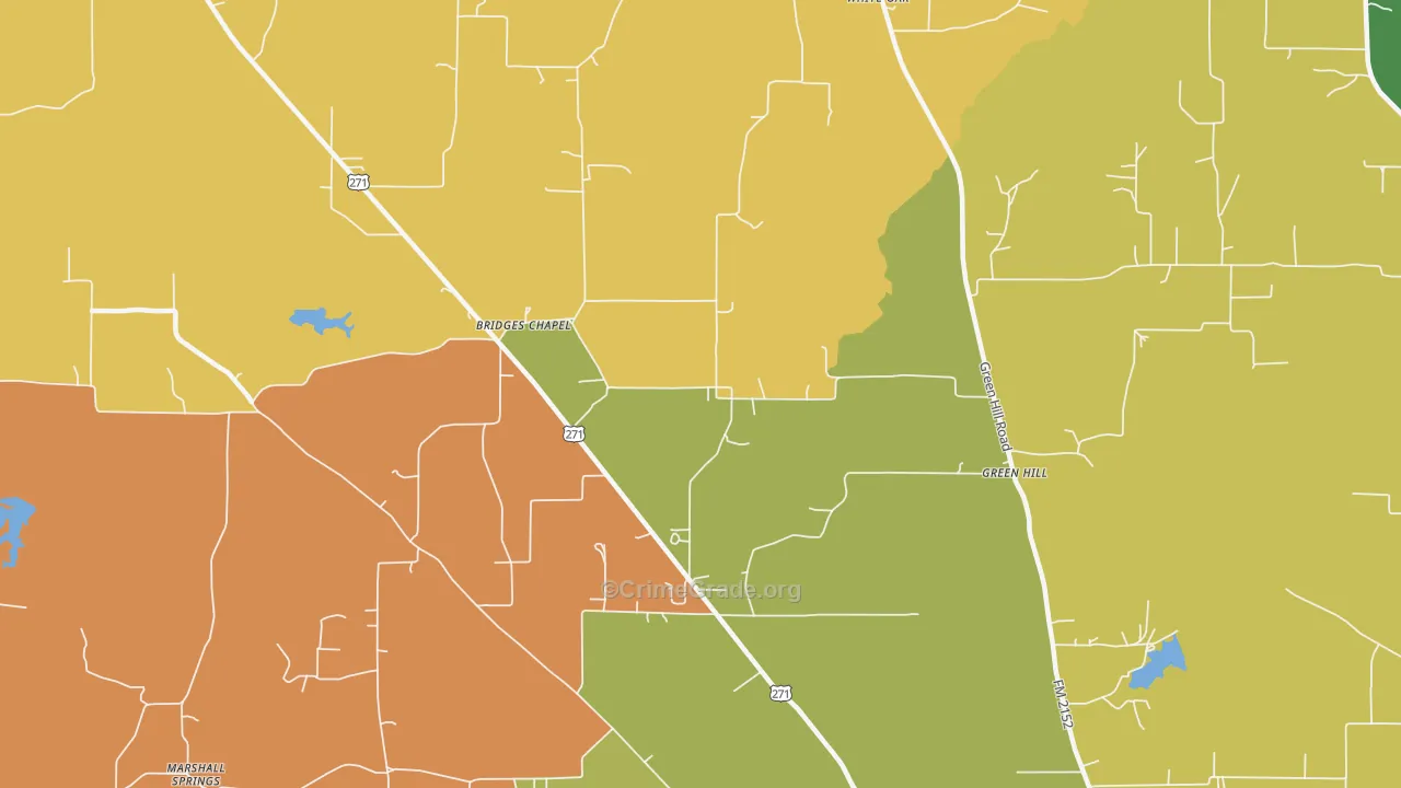 Green Hill, TX Map of Vandalism Rates