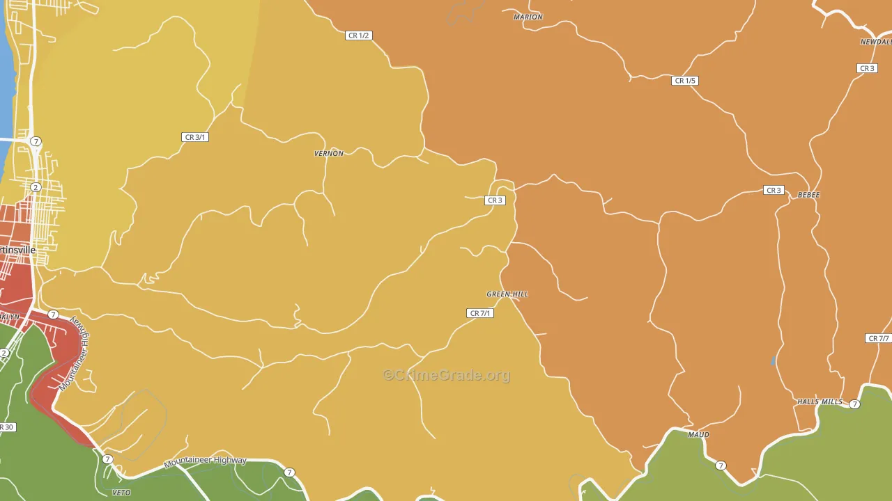 Green Hill, WV Map of Vandalism Rates