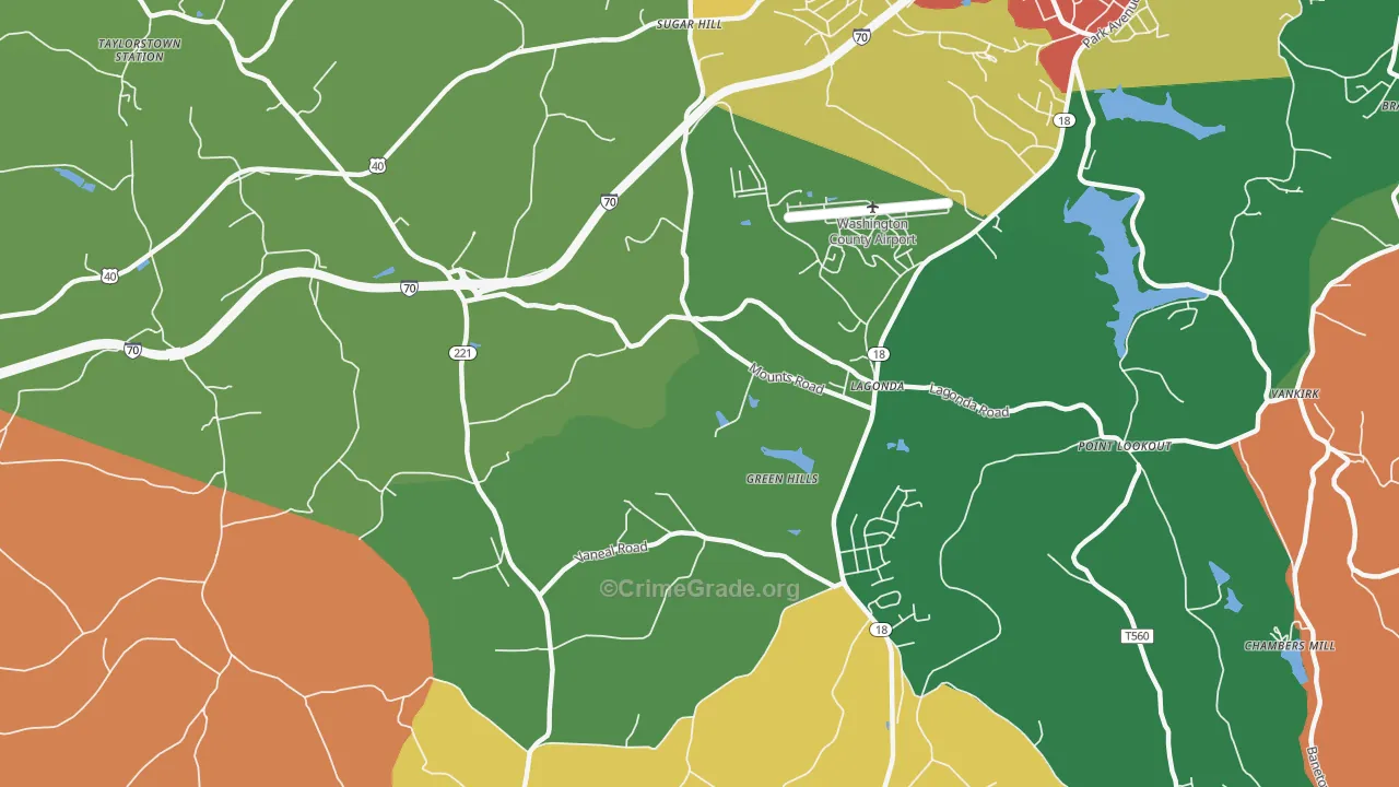 Green Hills, PA Map of Vandalism Rates