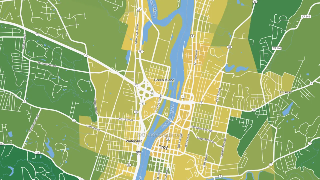 Green Island, NY Map of Vandalism Rates