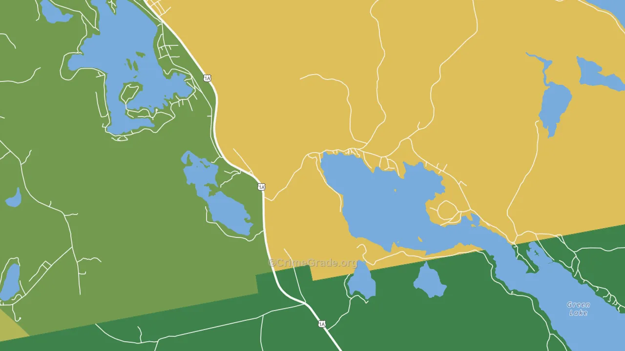 Green Lake, ME Map of Vandalism Rates