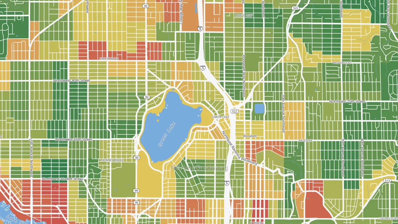 Green Lake, Seattle, WA Map of Vandalism Rates