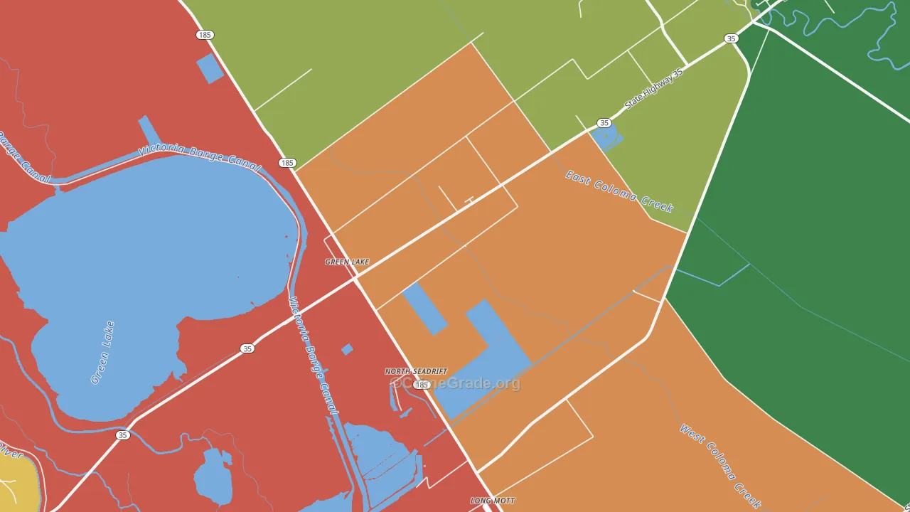 Green Lake, TX Map of Vandalism Rates