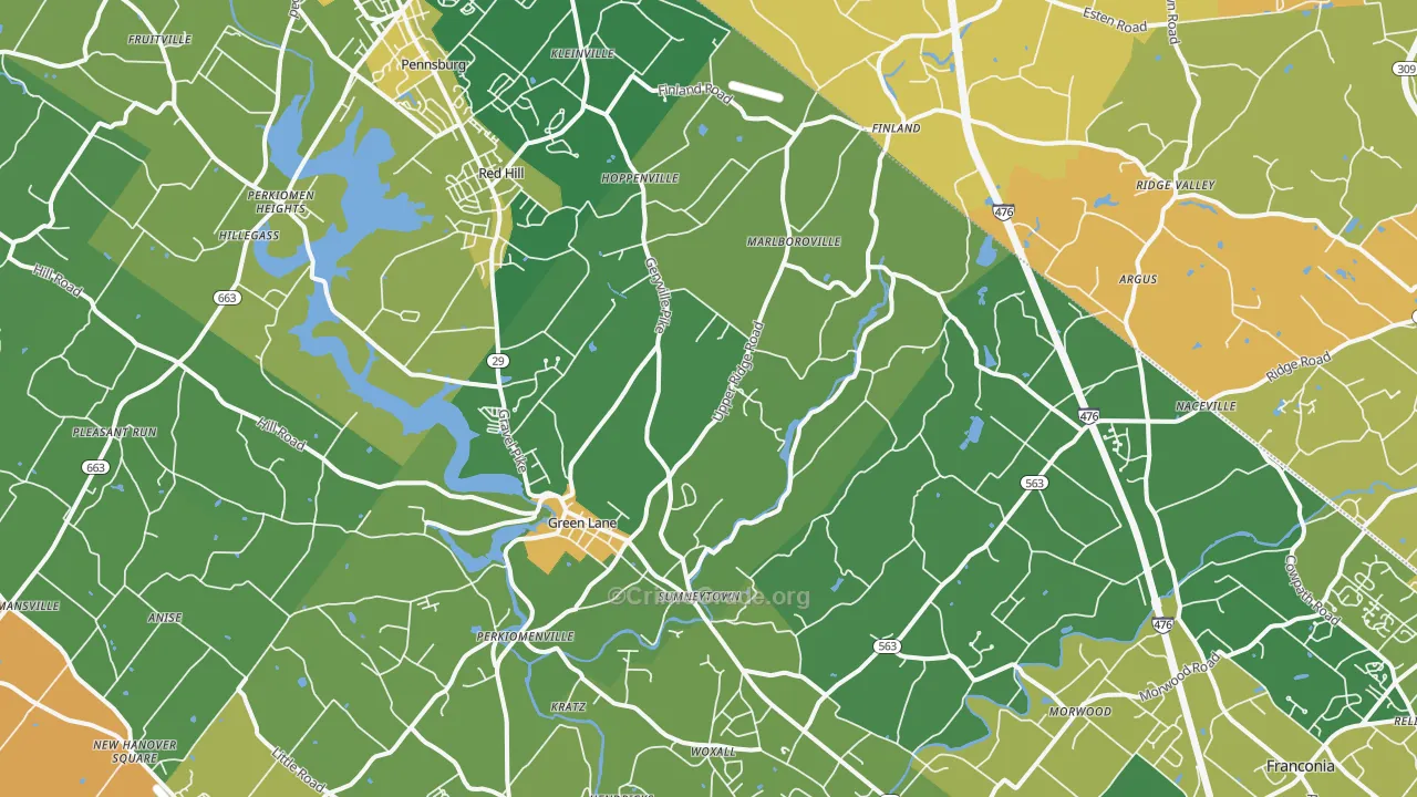 Green Lane, PA Map of Vandalism Rates