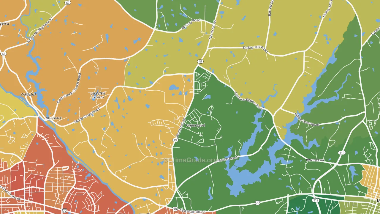 Green Level, NC Map of Vandalism Rates