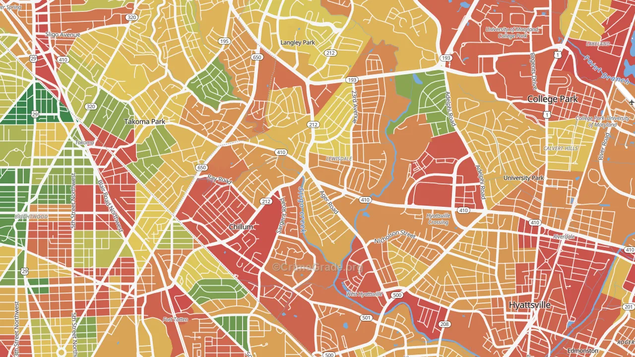 Green Meadows, Chillum, MD Map of Vandalism Rates