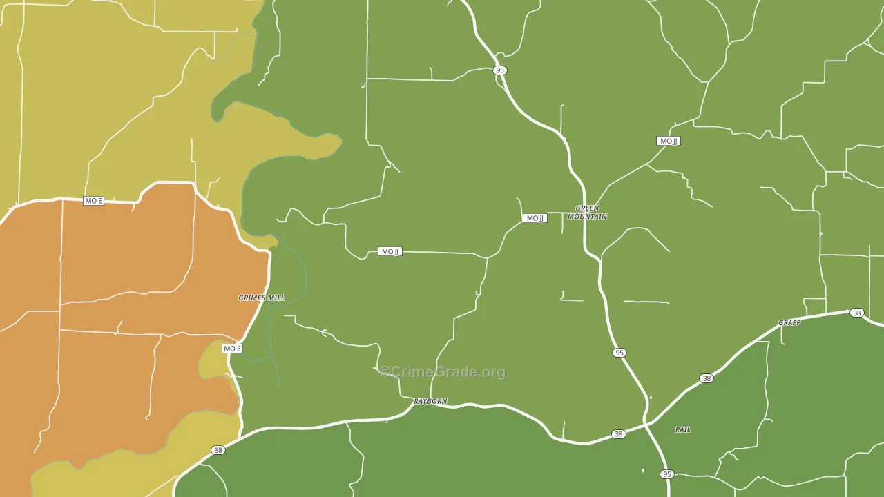 Green Mountain, MO Map of Vandalism Rates