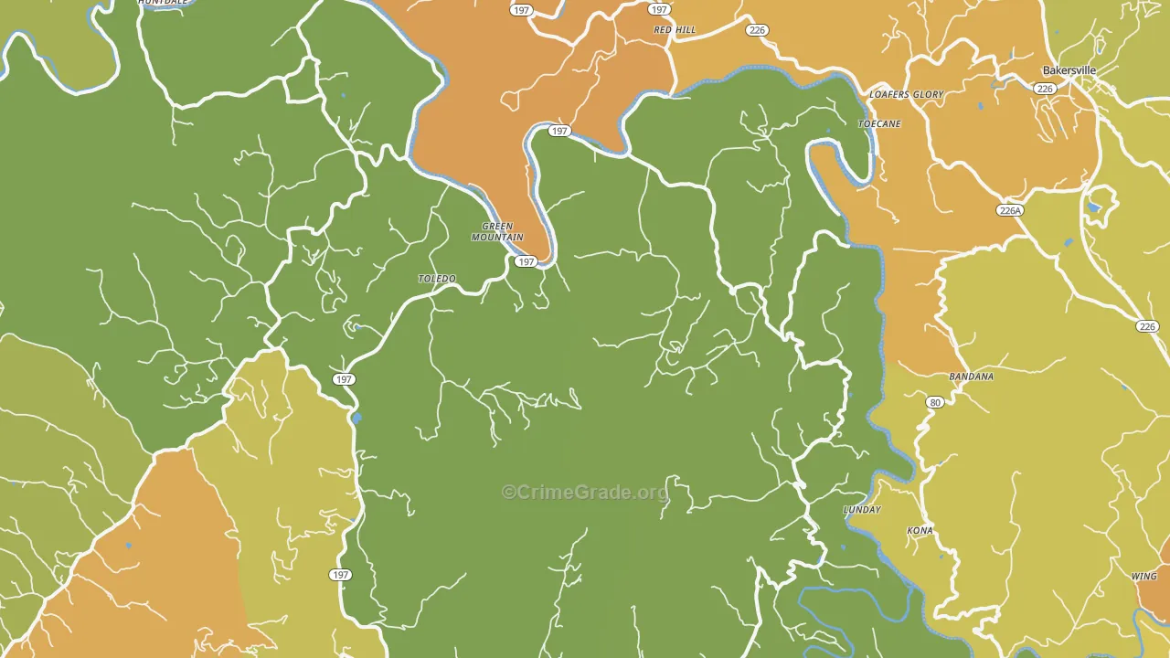 Green Mountain, NC Map of Vandalism Rates