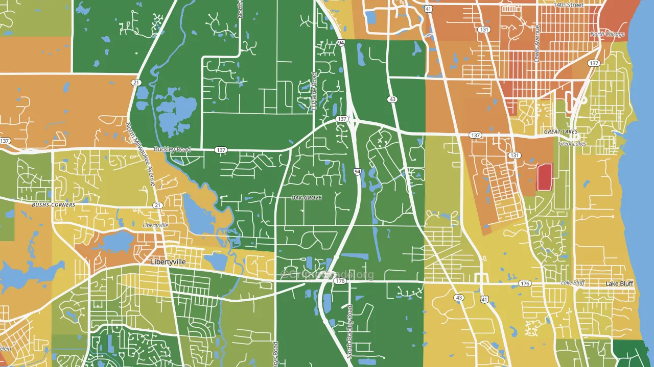 Green Oaks, IL Map of Vandalism Rates