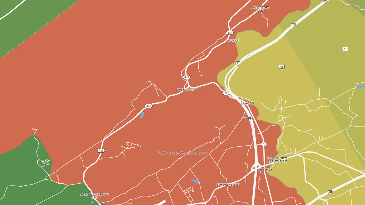 Green Point, PA Map of Vandalism Rates
