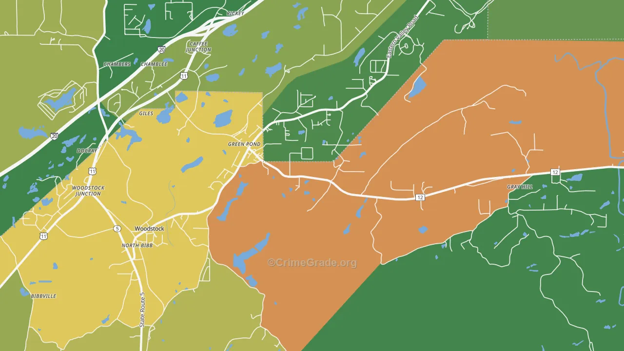 Green Pond, AL Map of Vandalism Rates