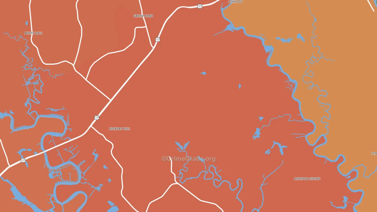 Green Pond, SC Map of Vandalism Rates