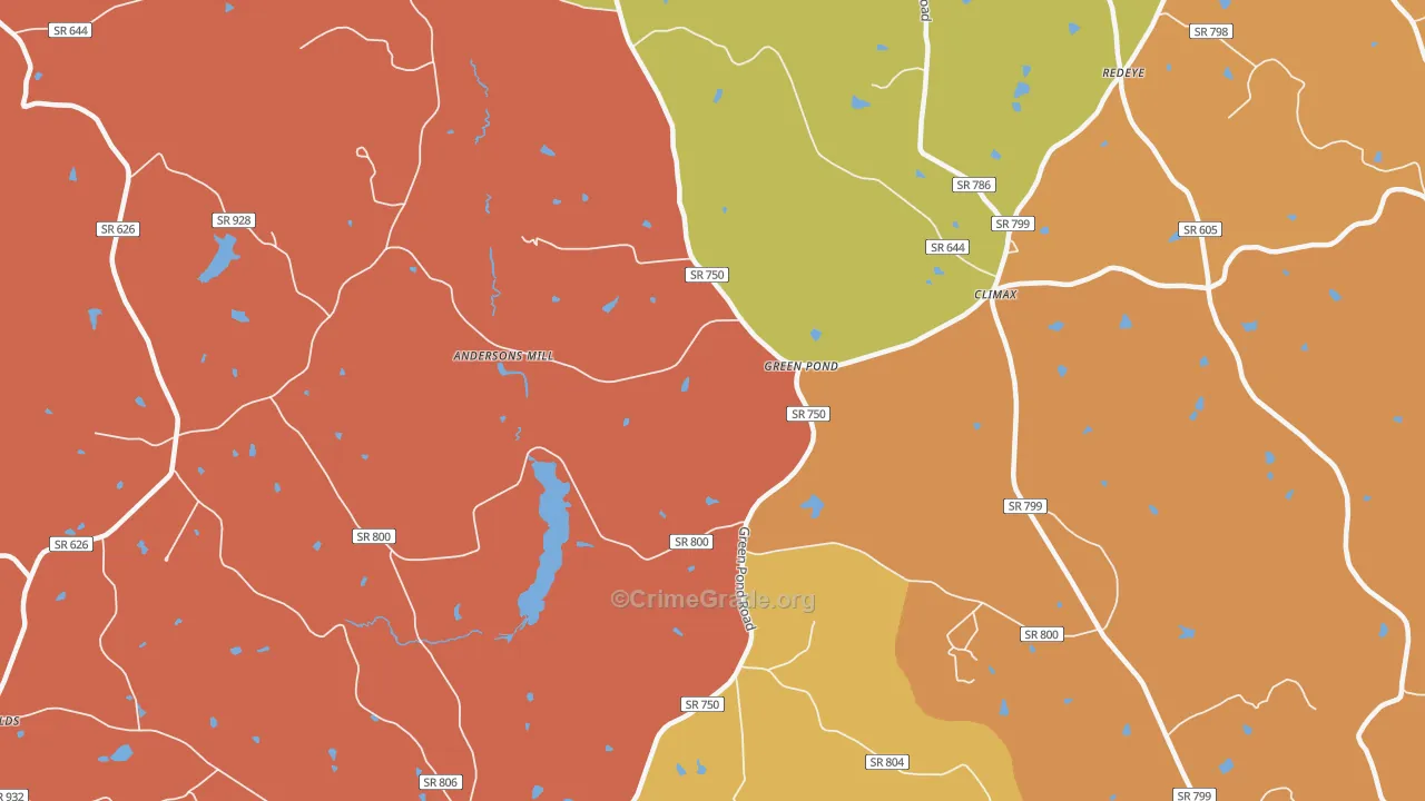 Green Pond, VA Map of Vandalism Rates