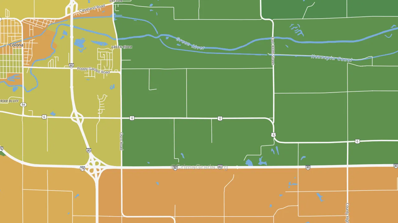 Green River, IL Map of Vandalism Rates