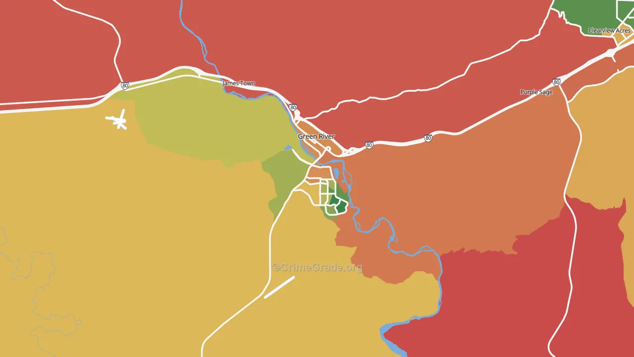 Green River, WY Map of Vandalism Rates