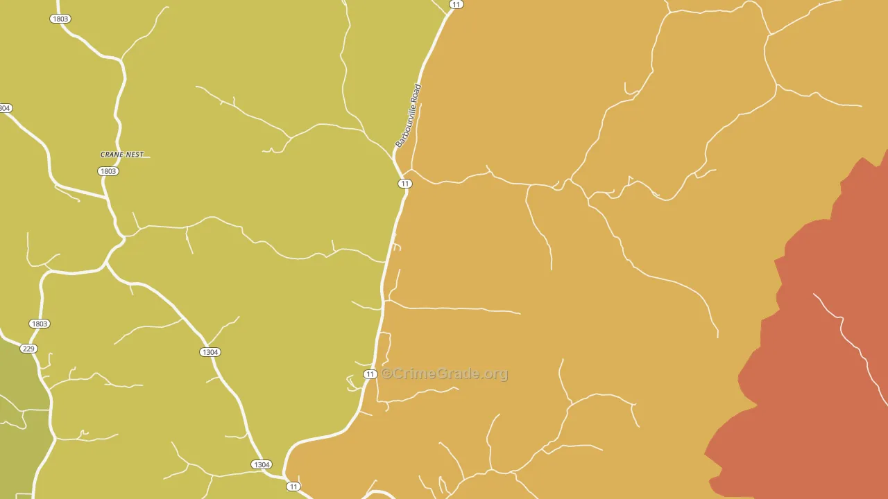 Green Road, KY Map of Vandalism Rates