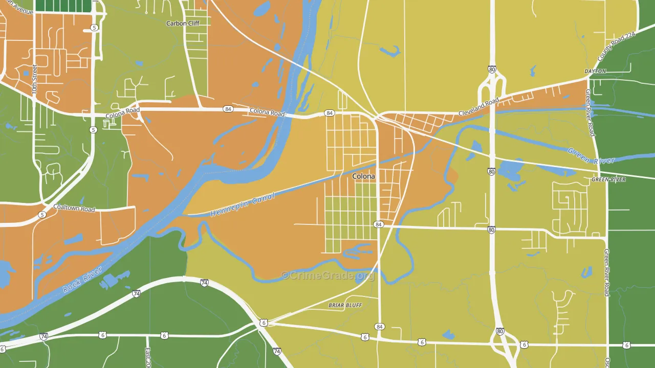 Green Rock, IL Map of Vandalism Rates