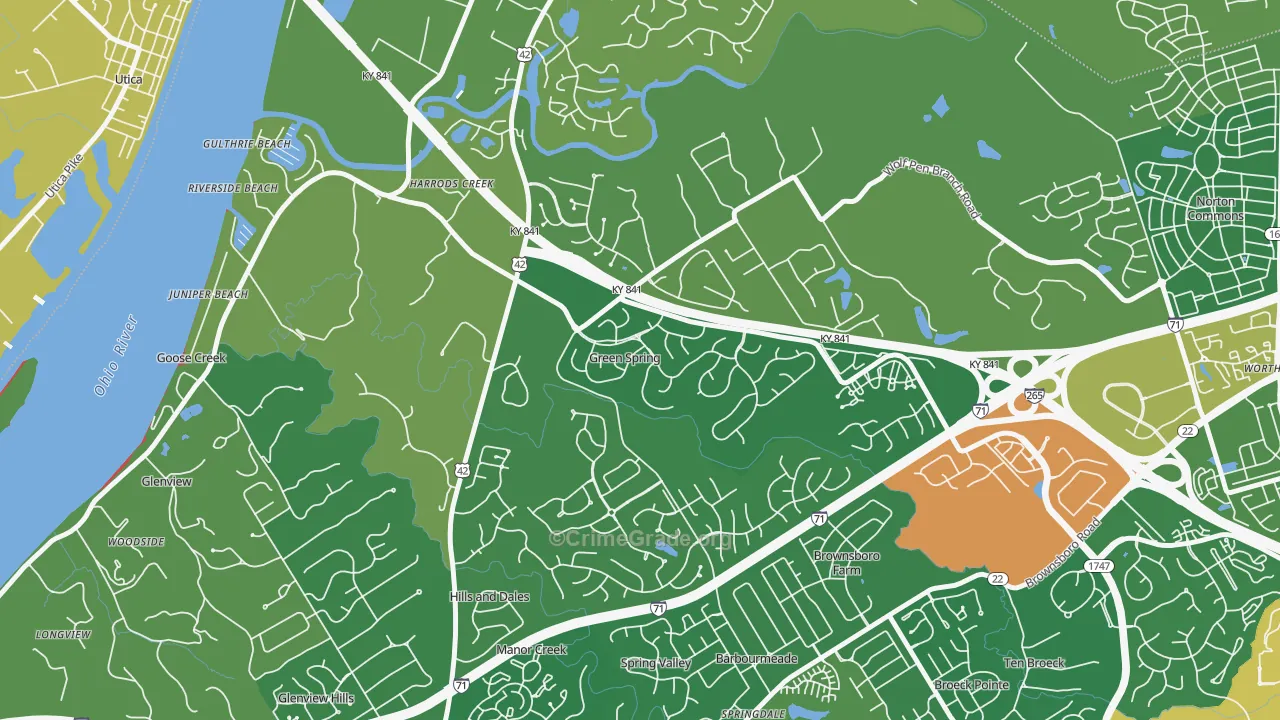 Green Spring, KY Map of Vandalism Rates