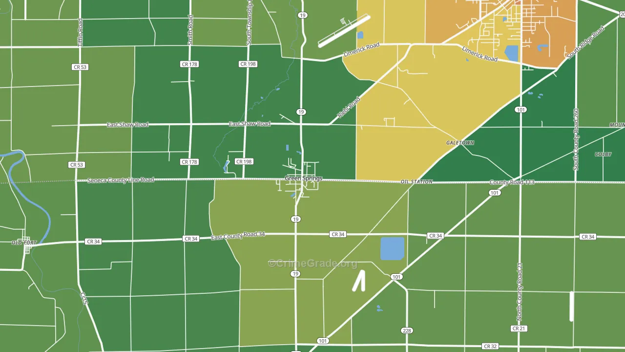 Green Springs, OH Map of Vandalism Rates