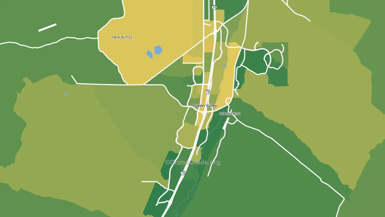 Green Valley, AZ Map of Vandalism Rates