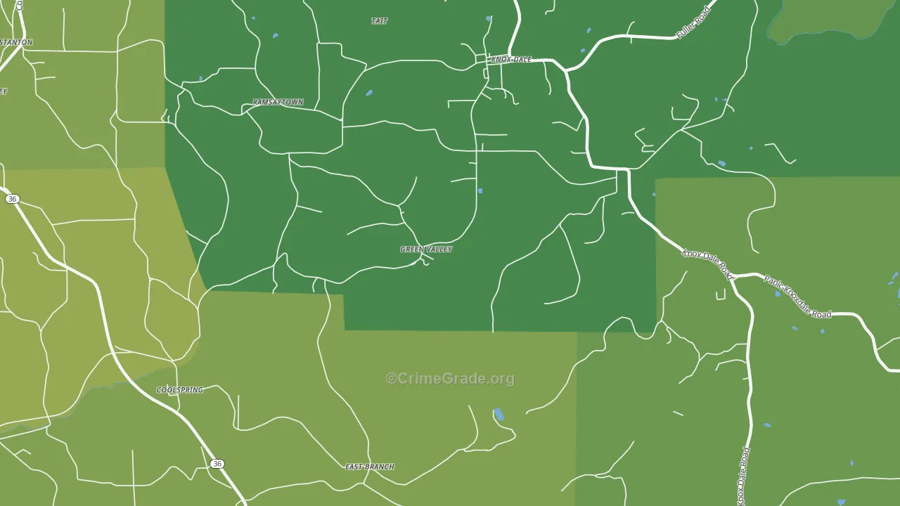 Green Valley, PA Map of Vandalism Rates
