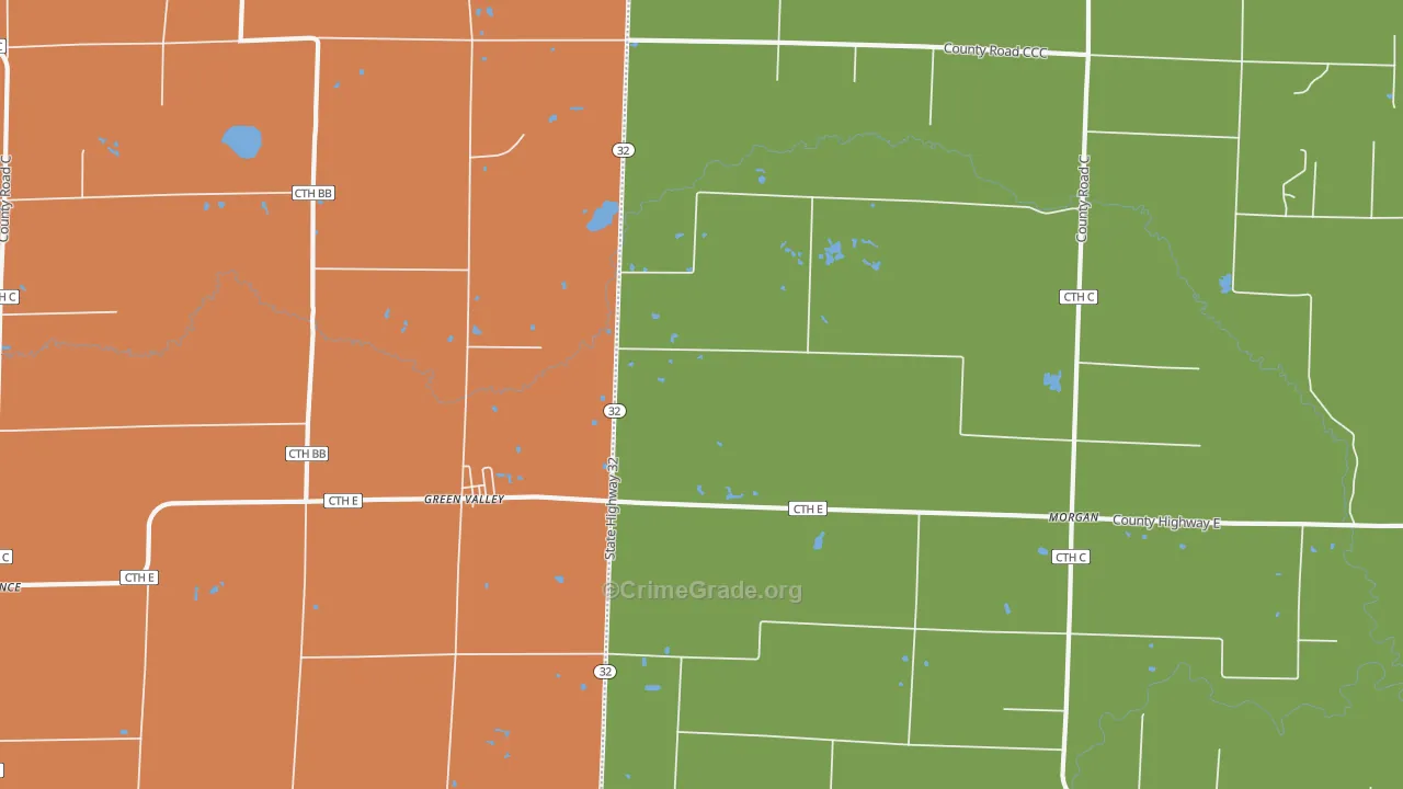 Green Valley, WI Map of Vandalism Rates