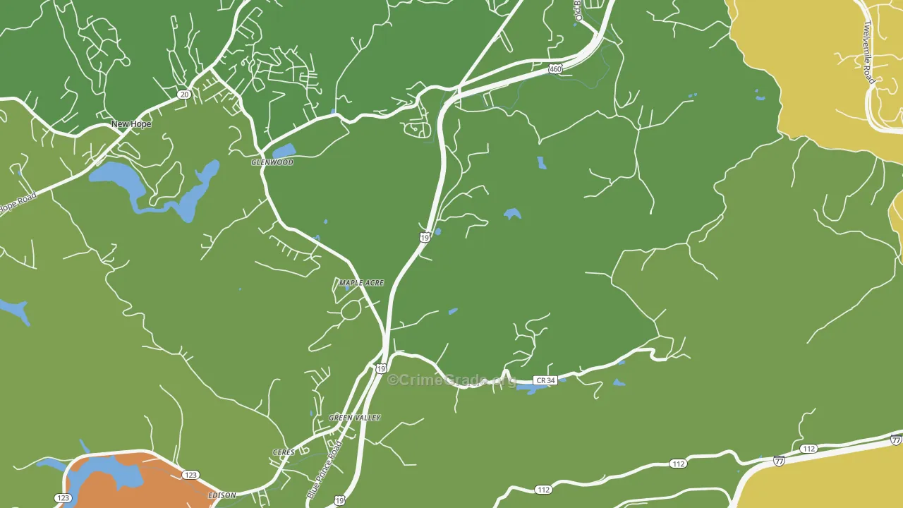 Green Valley, WV Map of Vandalism Rates