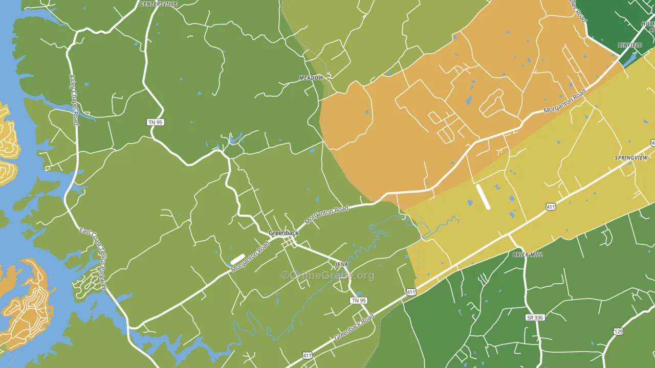 Greenback, TN Map of Vandalism Rates