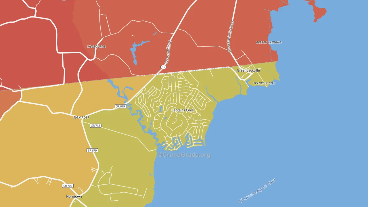 Greenbackville, VA Map of Vandalism Rates