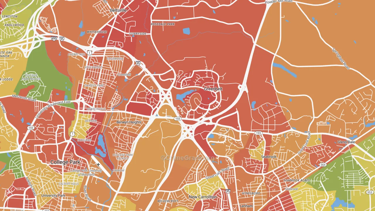 Greenbelt, MD Map of Vandalism Rates