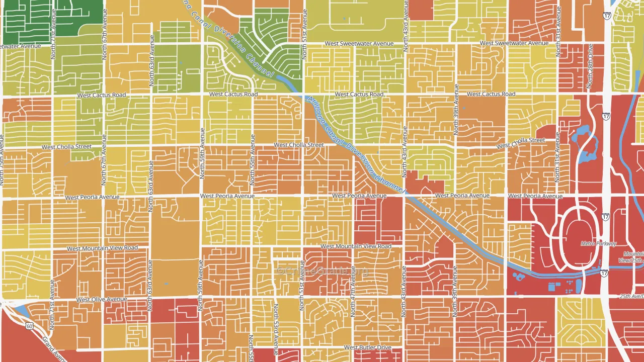Greenbriar, Glendale, AZ Map of Vandalism Rates
