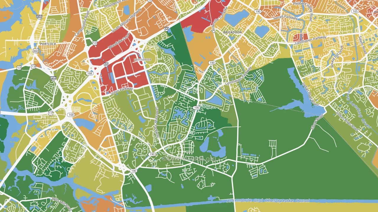 Greenbrier East, Chesapeake, VA Map of Vandalism Rates
