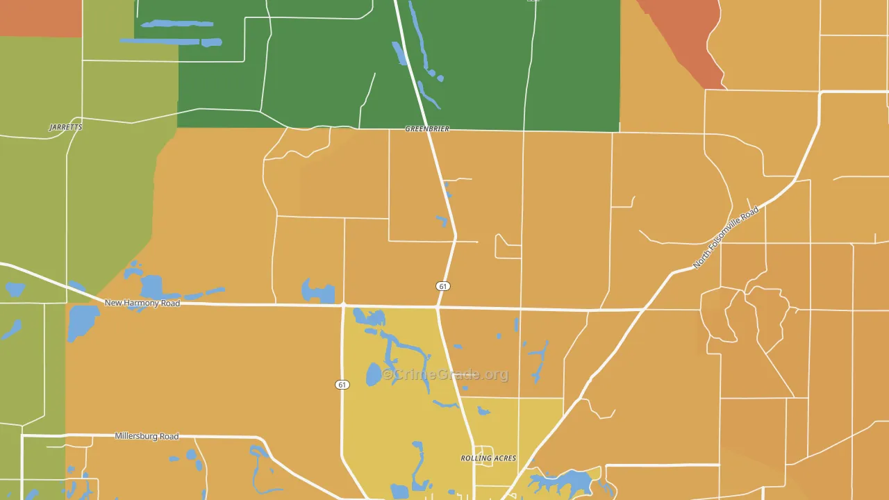 Greenbrier, IN Map of Vandalism Rates