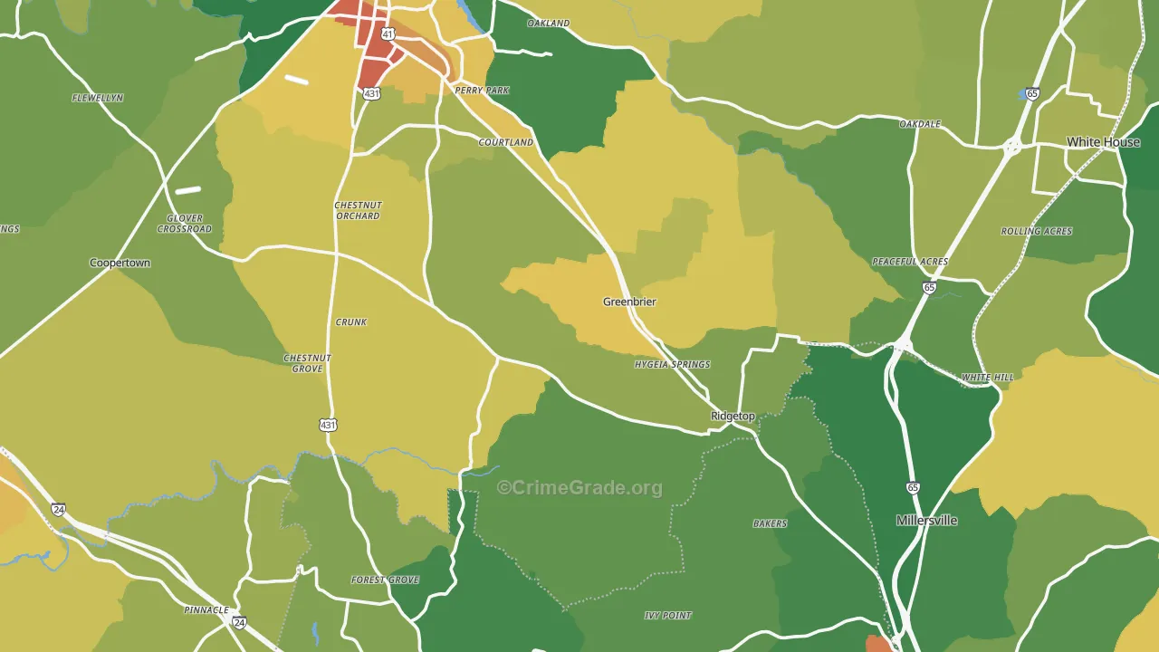 Greenbrier, TN Map of Vandalism Rates