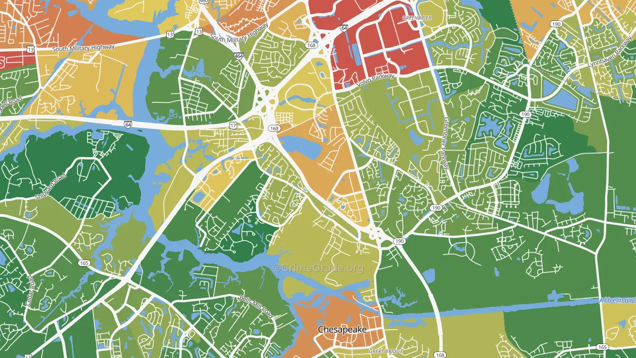 Greenbrier West, Chesapeake, VA Map of Vandalism Rates