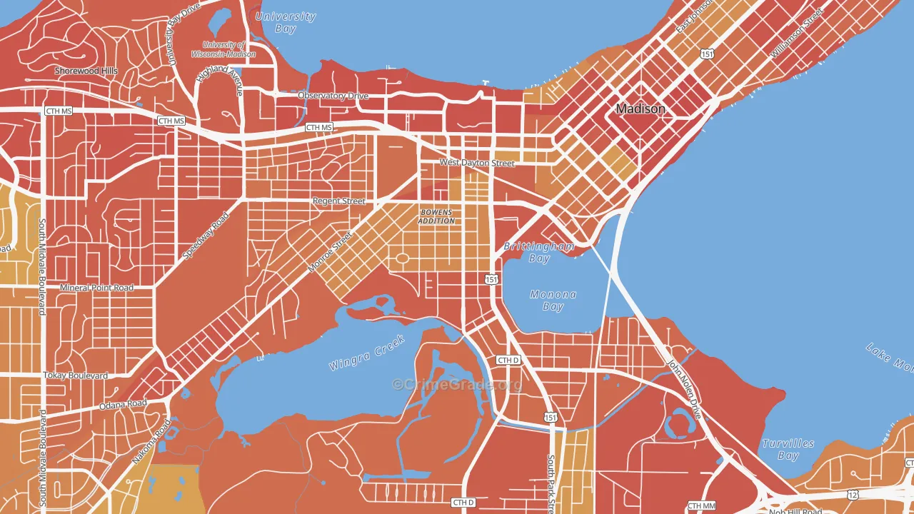 Greenbush, Madison, WI Map of Vandalism Rates