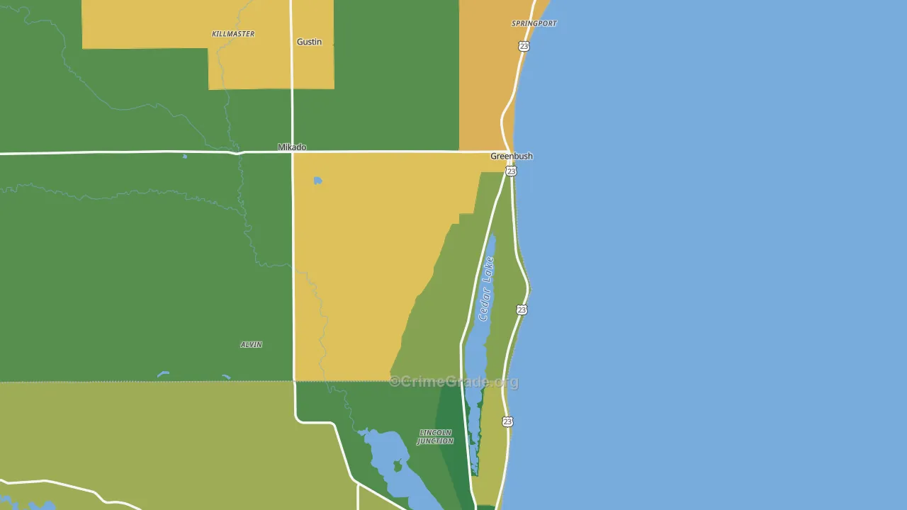 Greenbush, MI Map of Vandalism Rates