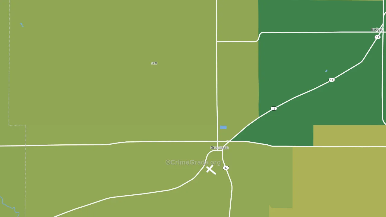 Greenbush, MN Map of Vandalism Rates