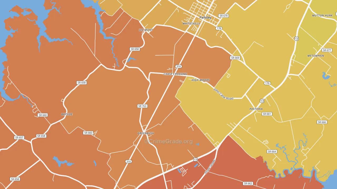Greenbush, VA Map of Vandalism Rates