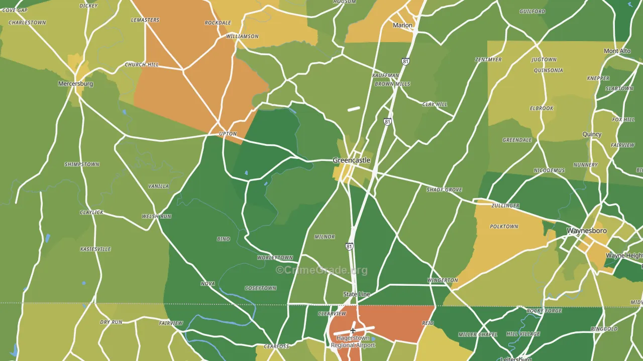 Greencastle, PA Map of Vandalism Rates