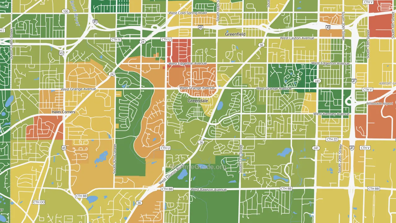 Greendale, WI Map of Vandalism Rates