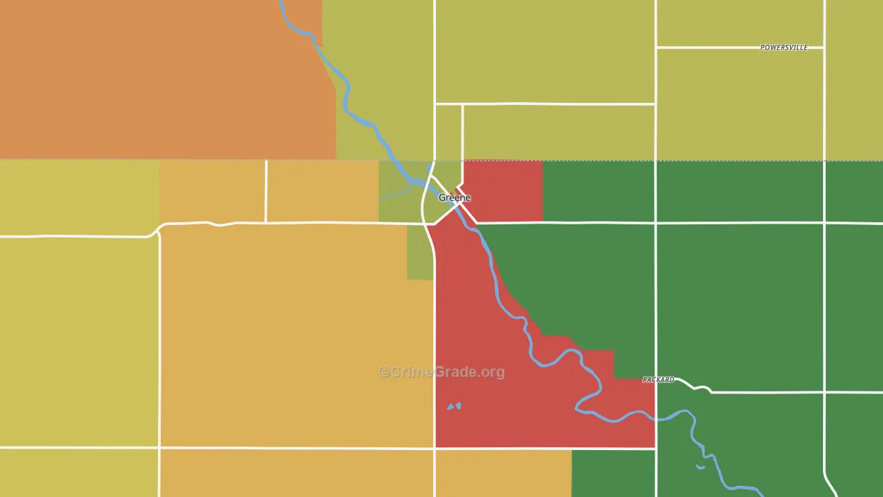 Greene, IA Map of Vandalism Rates
