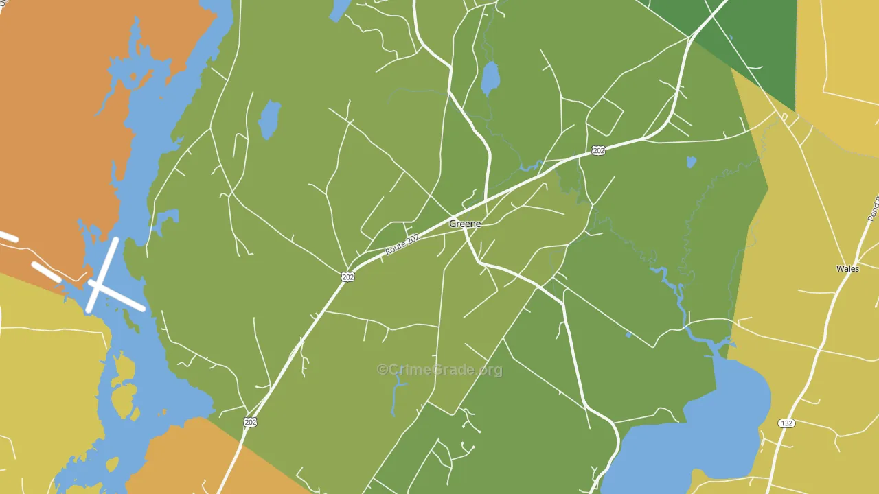 Greene, ME Map of Vandalism Rates