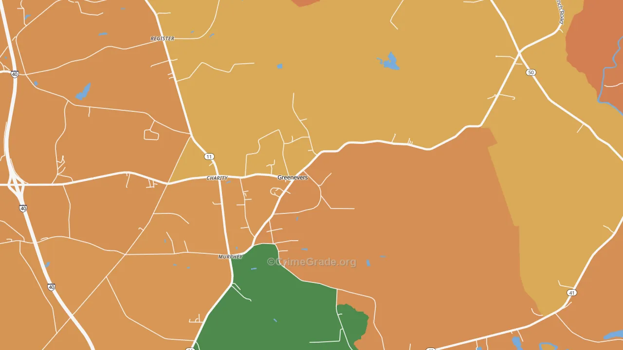 Greenevers, NC Map of Vandalism Rates