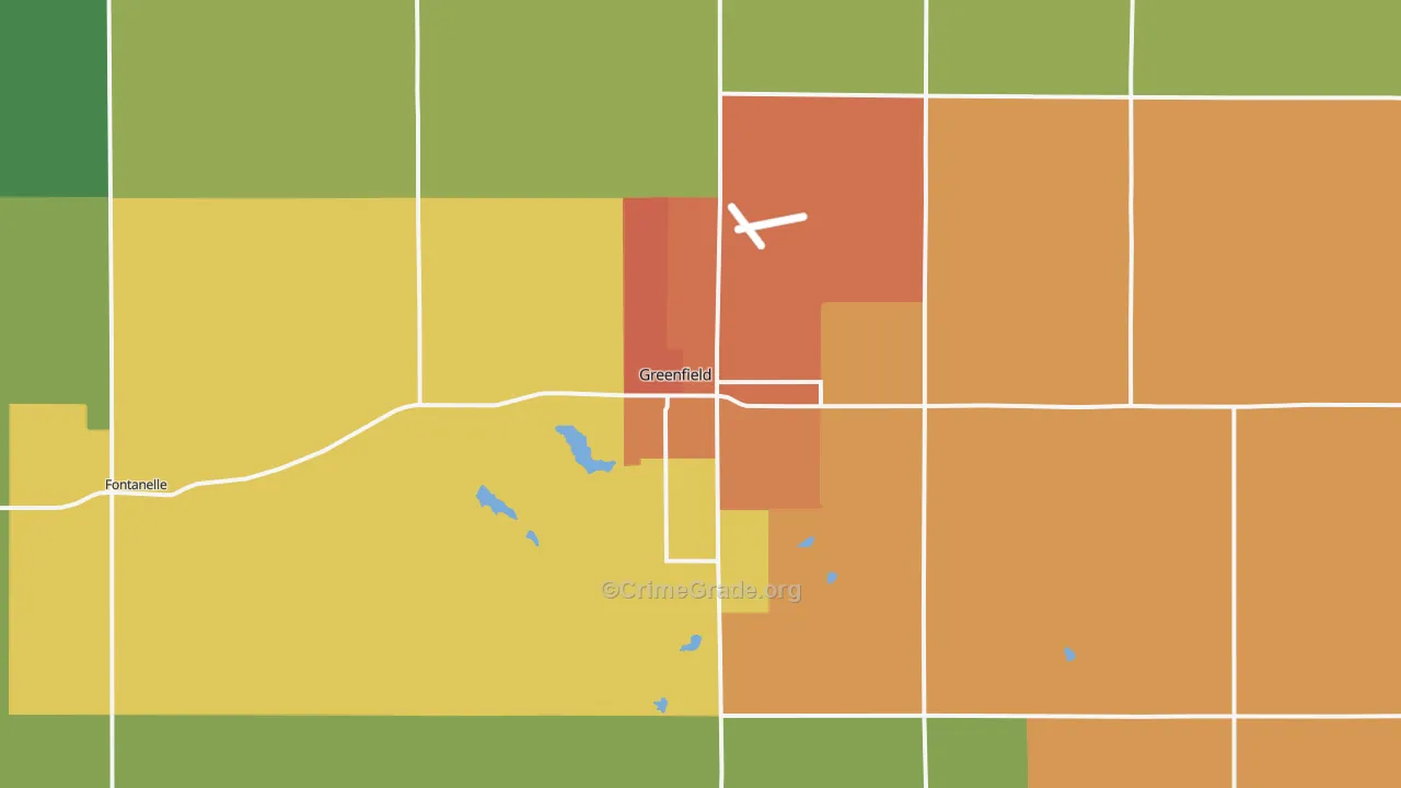 Greenfield, IA Map of Vandalism Rates