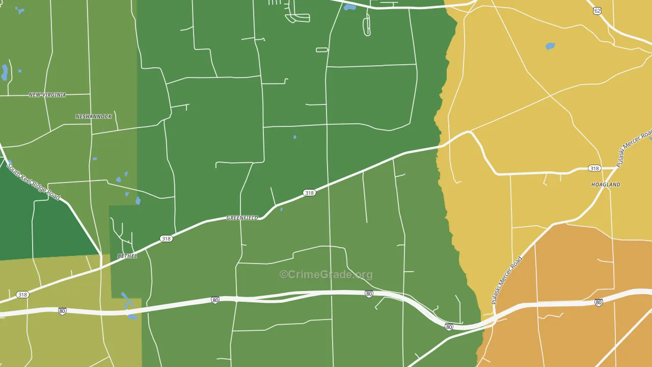Greenfield, PA Map of Vandalism Rates