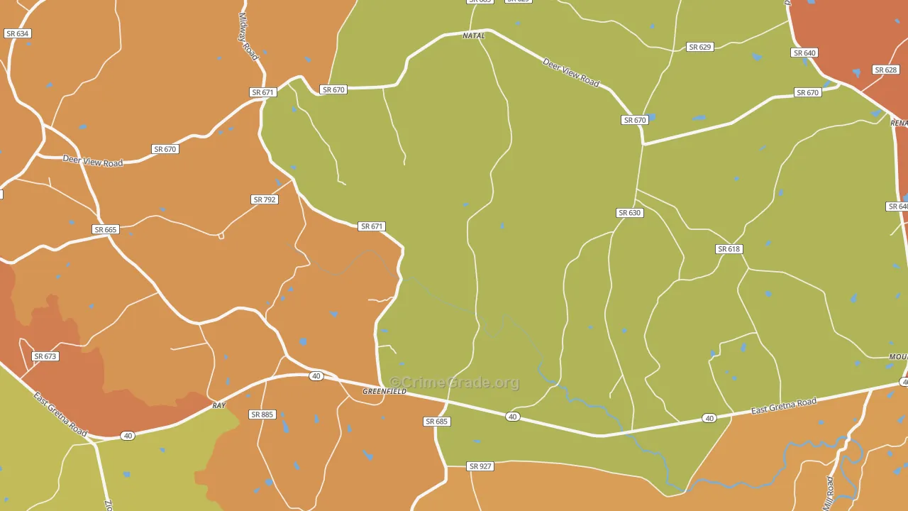 Greenfield, VA Map of Vandalism Rates