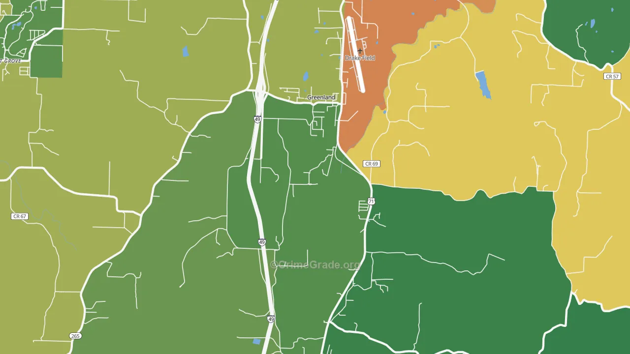 Greenland, AR Map of Vandalism Rates