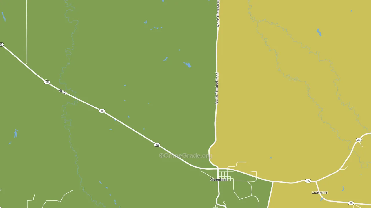 Greenland, MI Map of Vandalism Rates