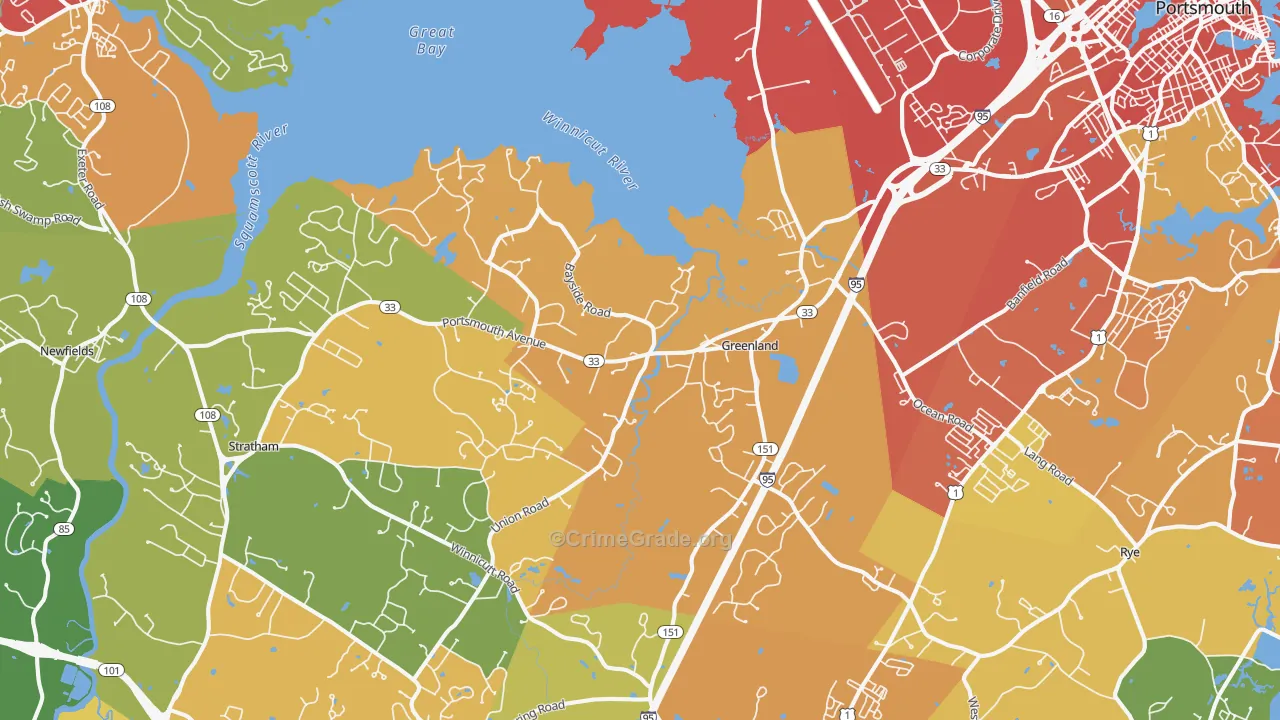 Greenland, NH Map of Vandalism Rates